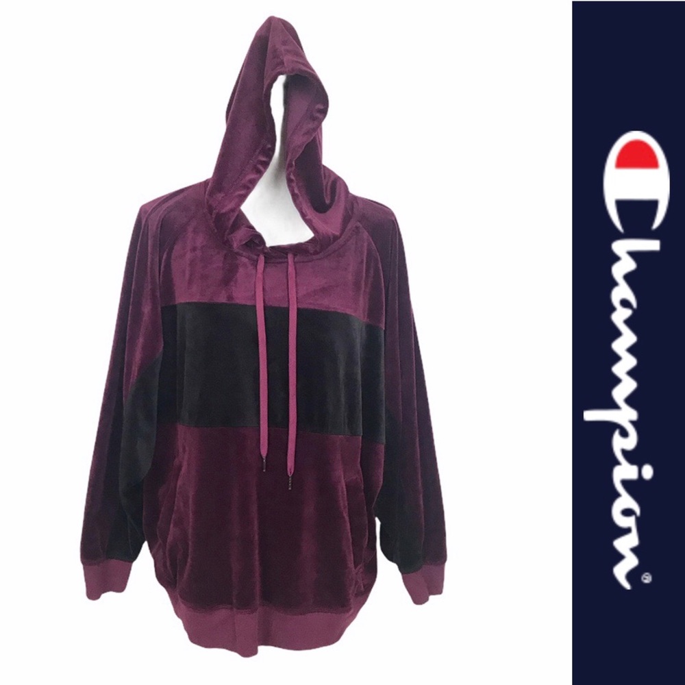 Champion Elite Velour Hoodie Burgundy Black 
XXL